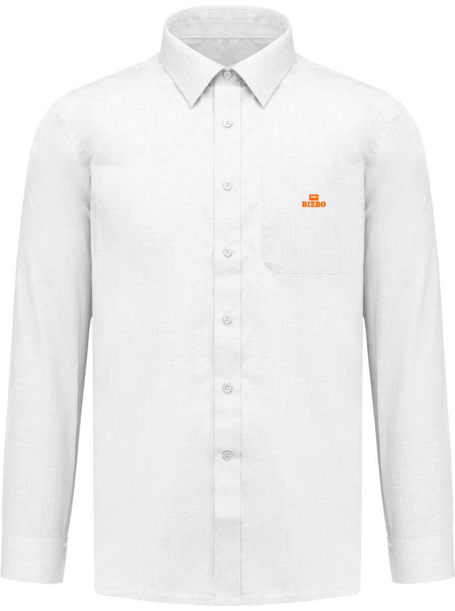 chemise avec manche longue polyester à 65% avec logo orange