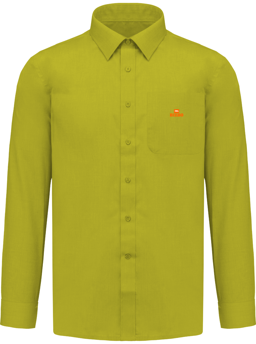 chemise avec manche longue polyester à 65% avec logo orange