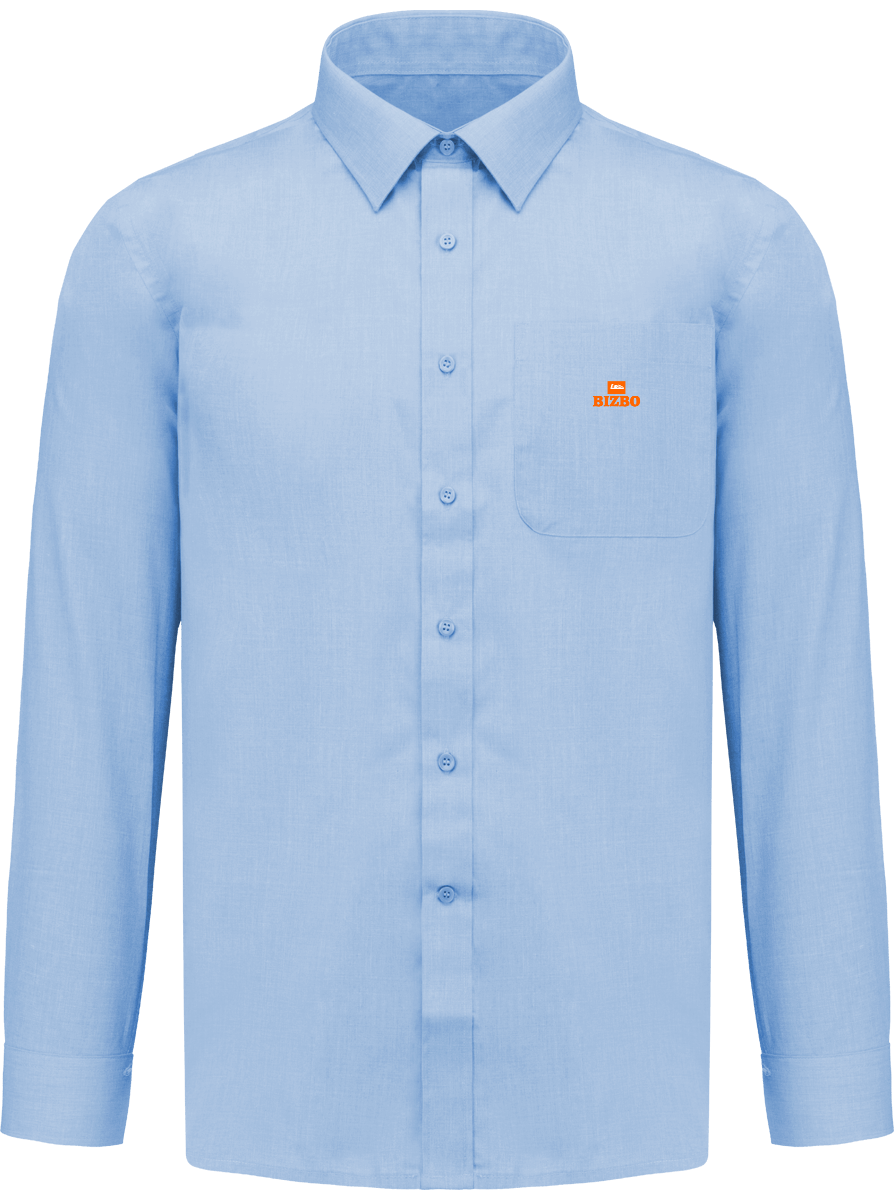 chemise avec manche longue polyester à 65% avec logo orange