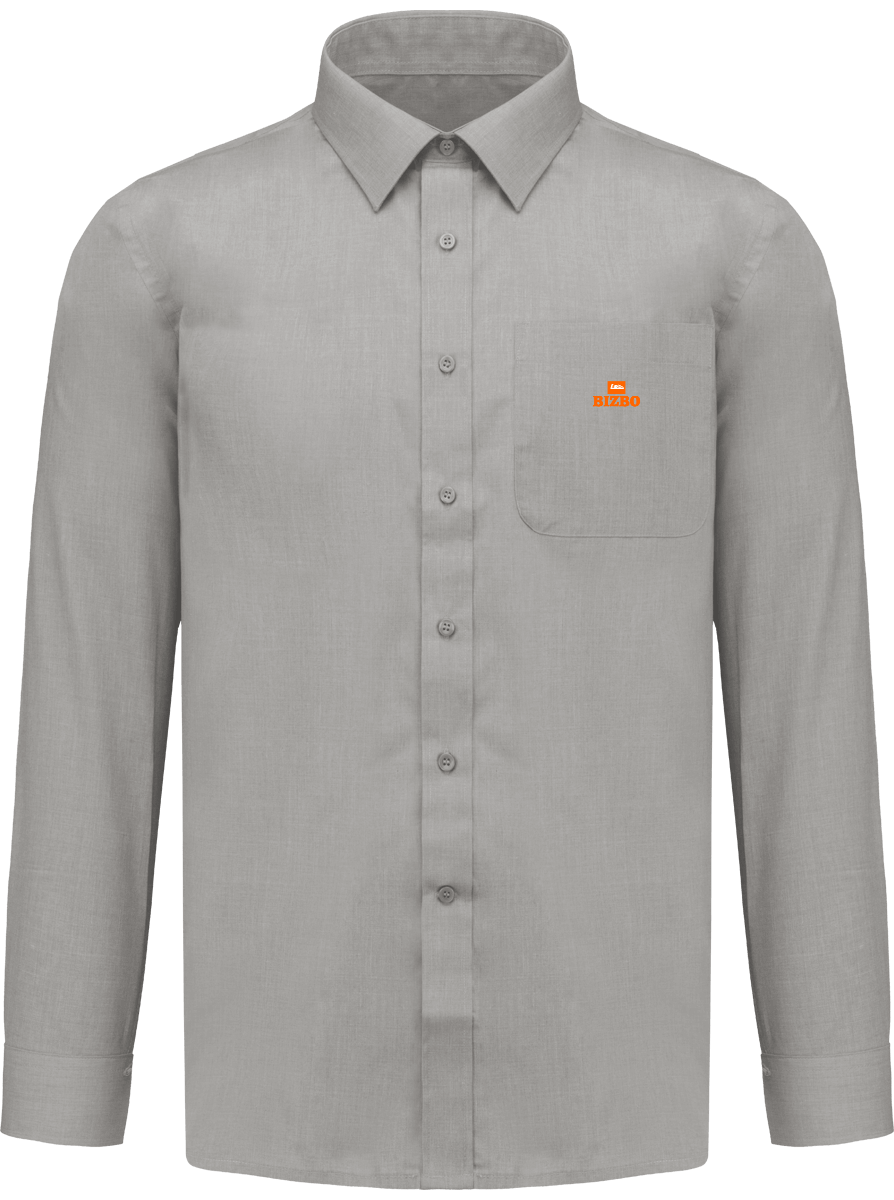 chemise avec manche longue polyester à 65% avec logo orange