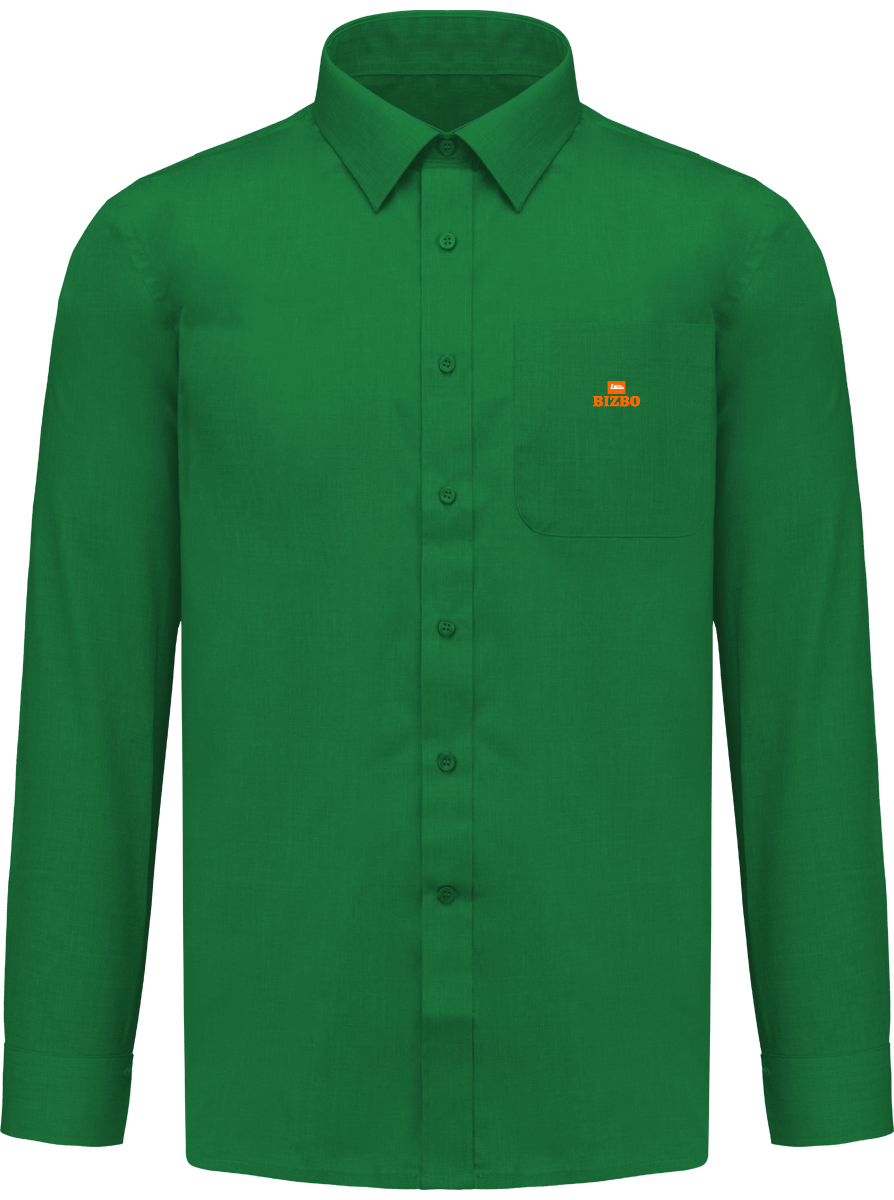 chemise avec manche longue polyester à 65% avec logo orange