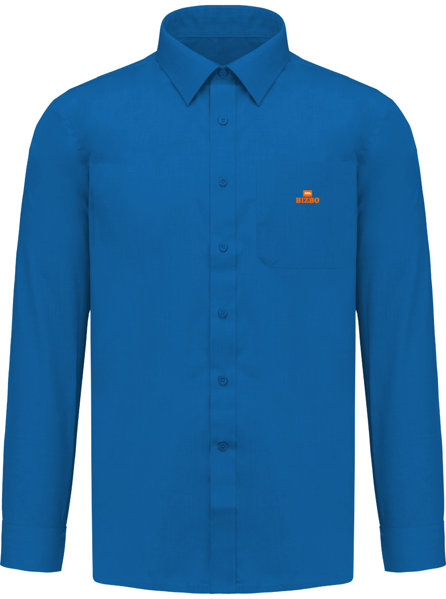 chemise avec manche longue polyester à 65% avec logo orange