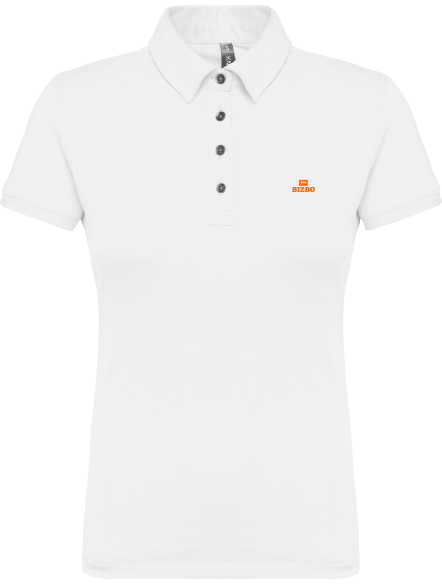 polo jersey femme 100% coton avec logo orange