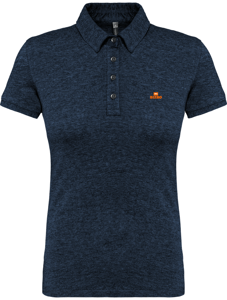 polo jersey femme 100% coton avec logo orange