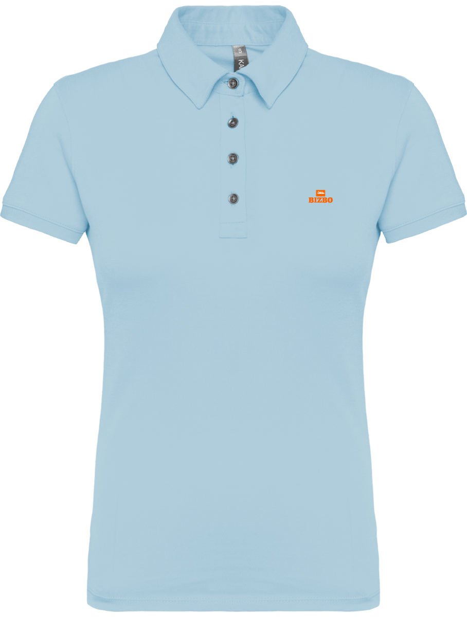 polo jersey femme 100% coton avec logo orange