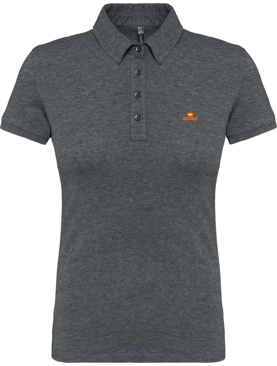 polo jersey femme 100% coton avec logo orange