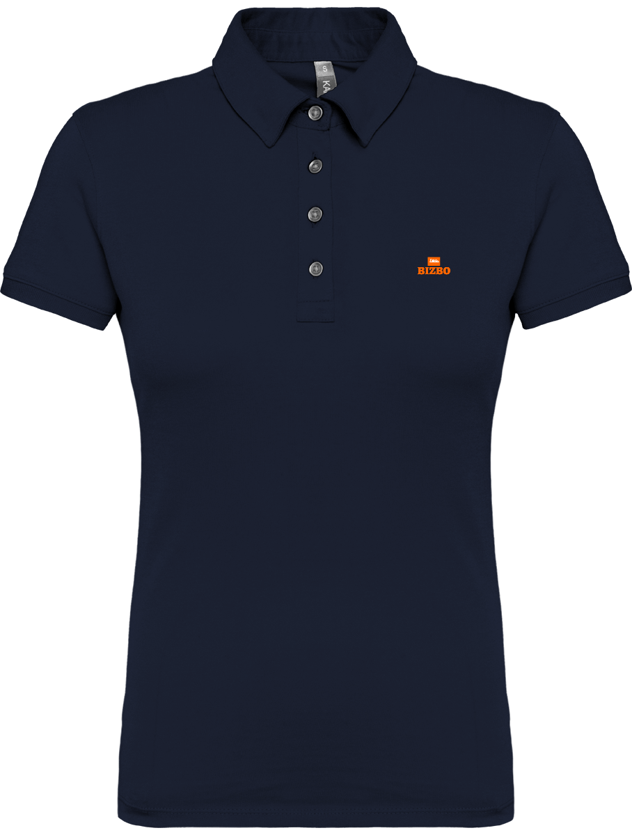 polo jersey femme 100% coton avec logo orange