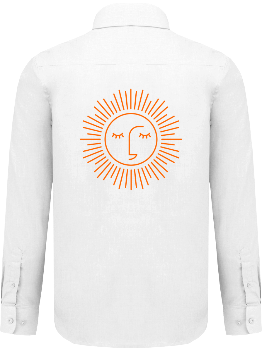 chemise avec manche longue polyester à 65% avec logo orange