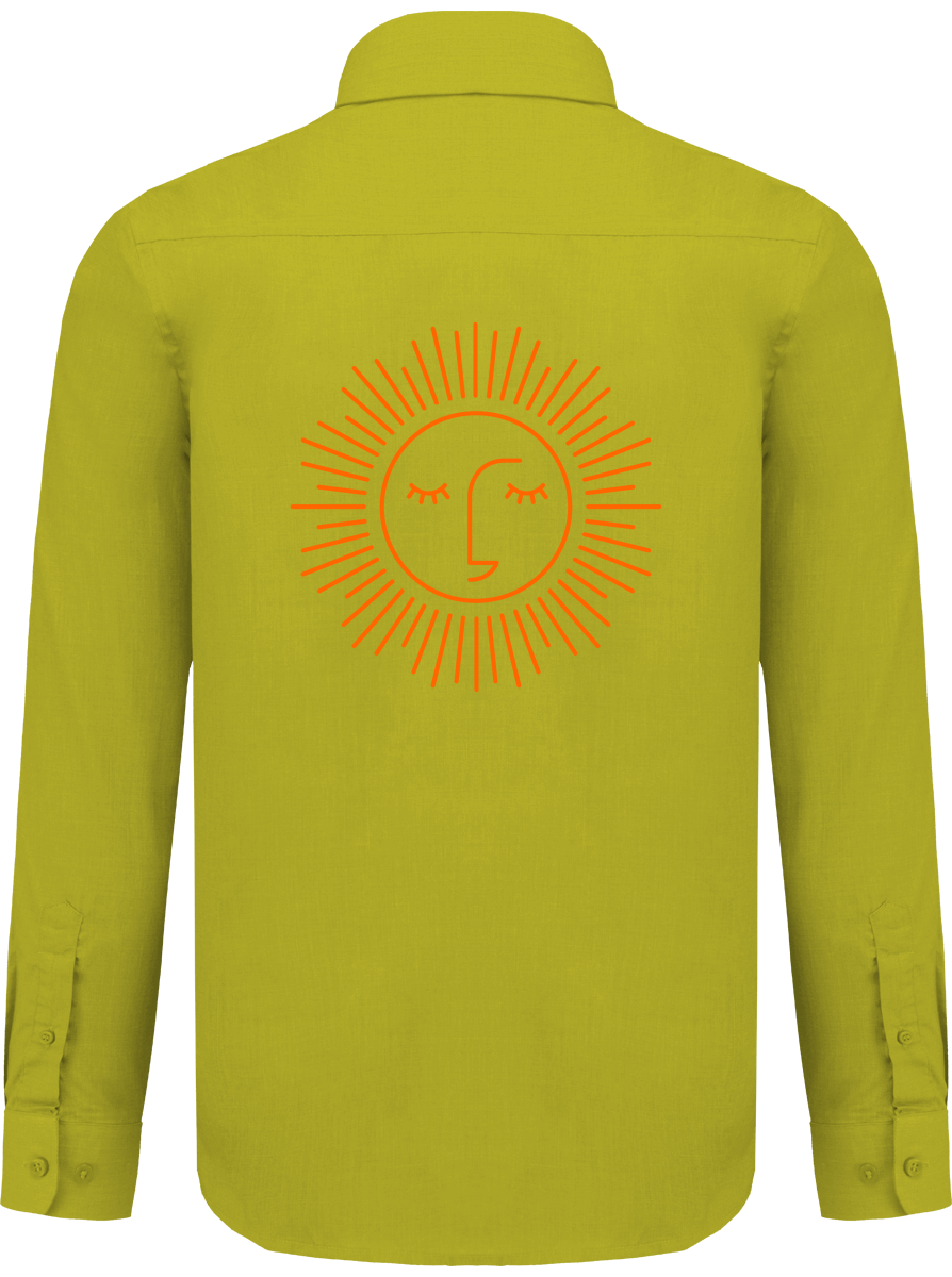 chemise avec manche longue polyester à 65% avec logo orange