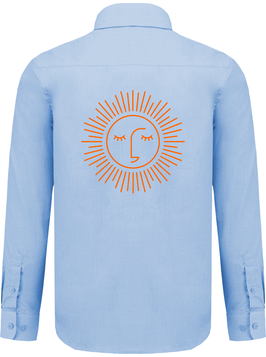 chemise avec manche longue polyester à 65% avec logo orange