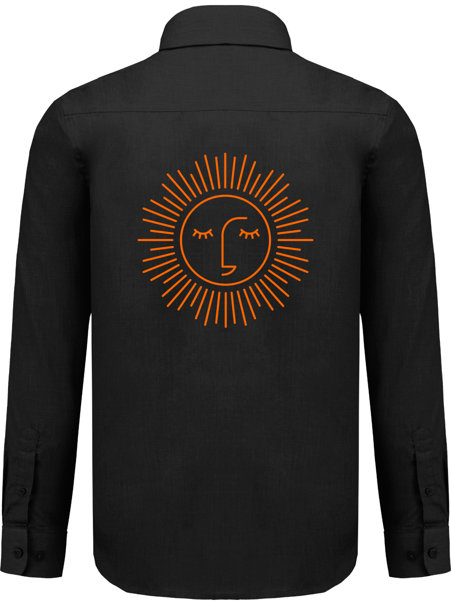 chemise avec manche longue polyester à 65% avec logo orange