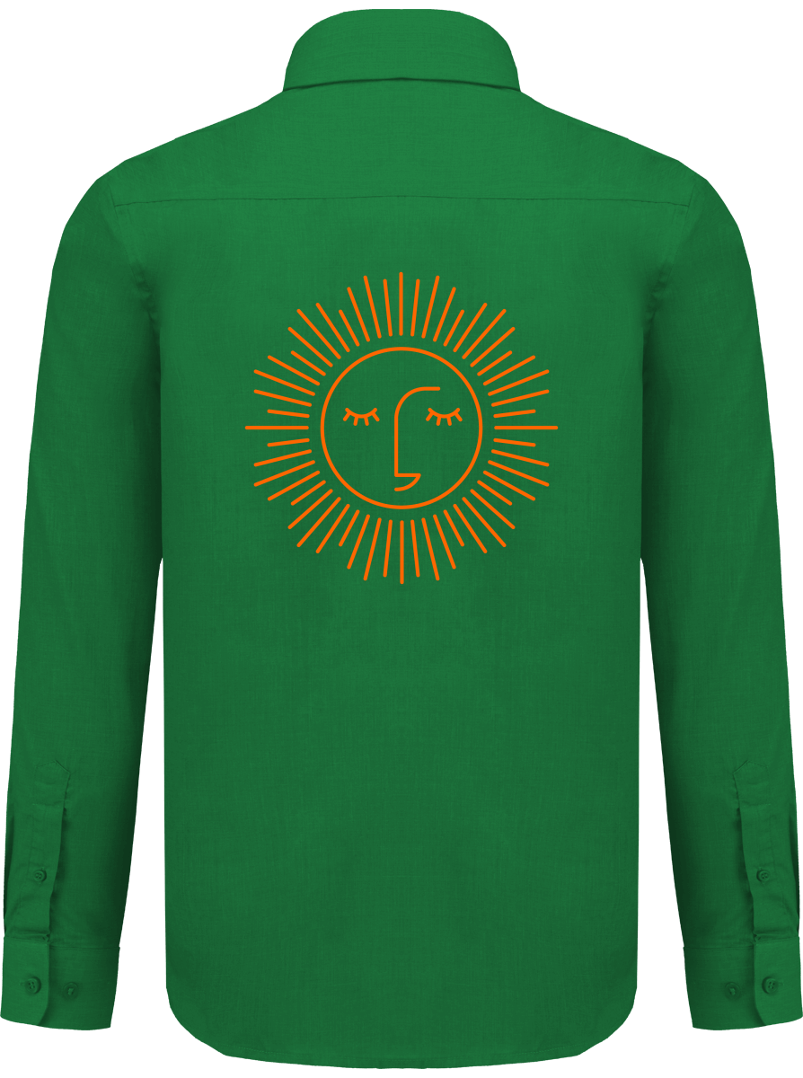chemise avec manche longue polyester à 65% avec logo orange
