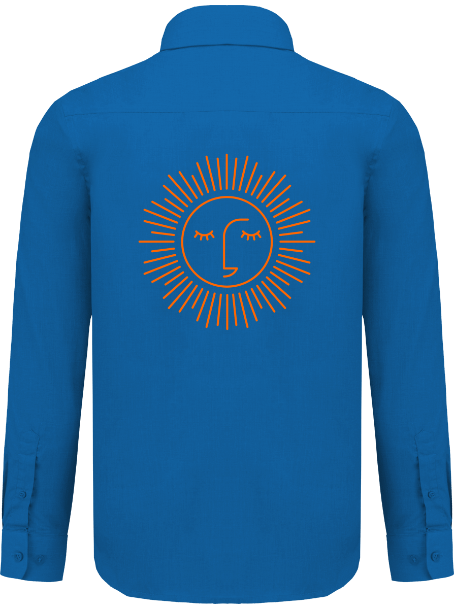 chemise avec manche longue polyester à 65% avec logo orange