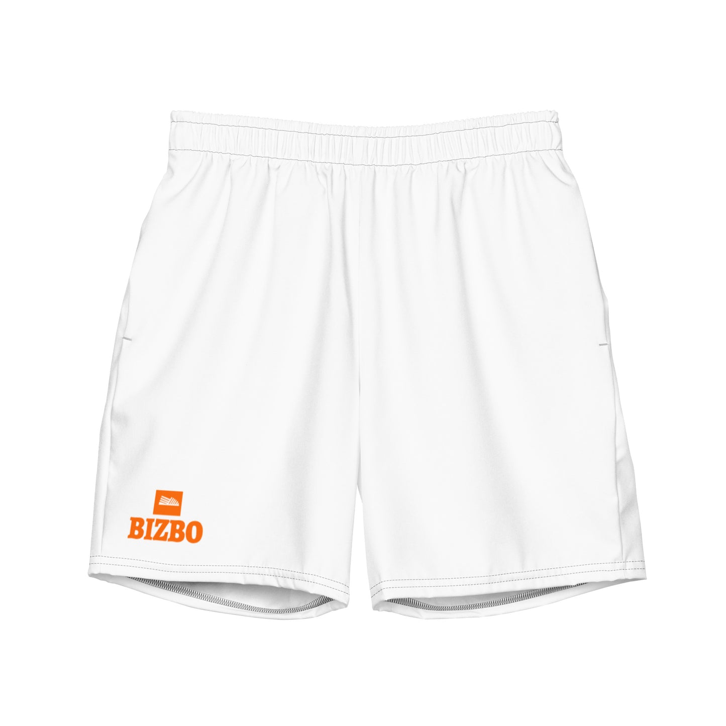 short de bain pour homme blanc avec logo orange, séchage rapide