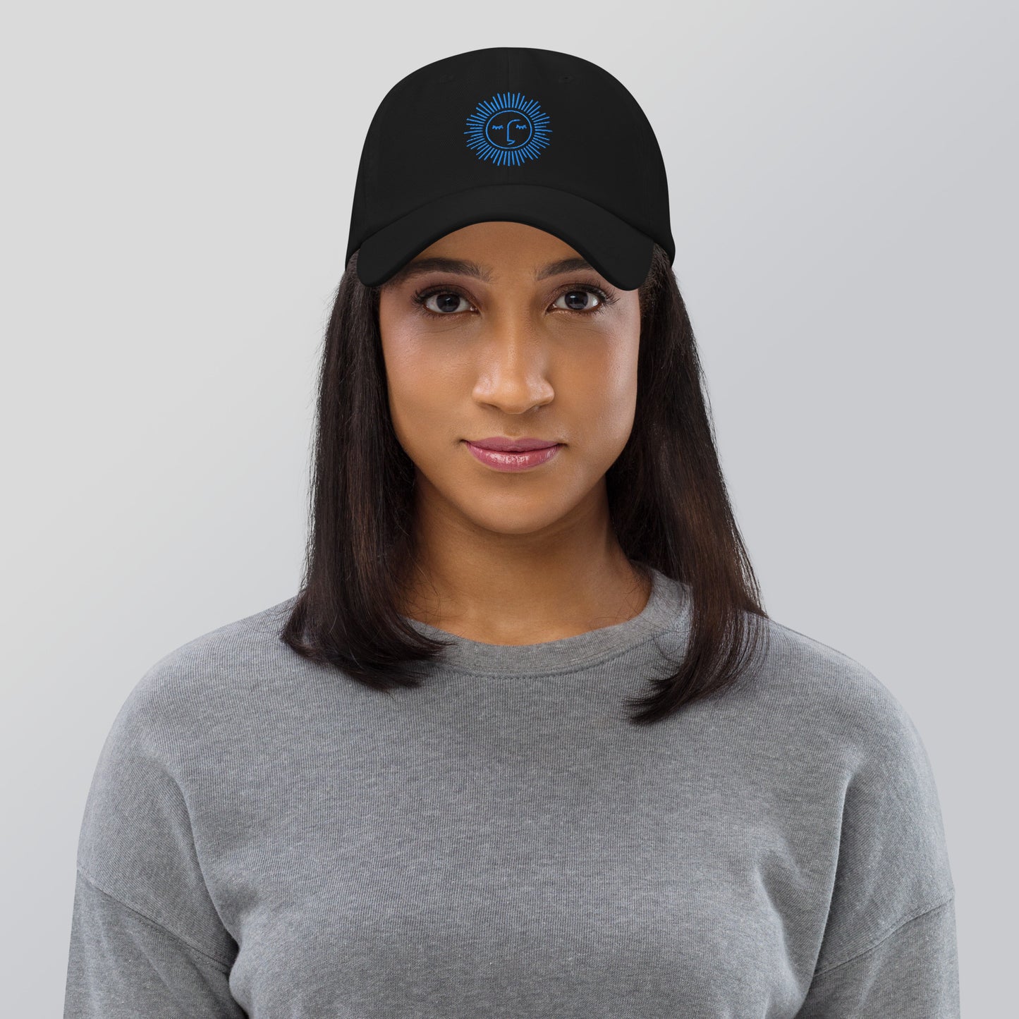 casquette base ball en coton avec logo bleu ciel brodé