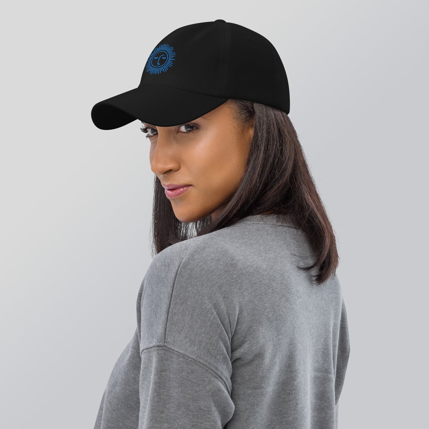 casquette base ball en coton avec logo bleu ciel brodé