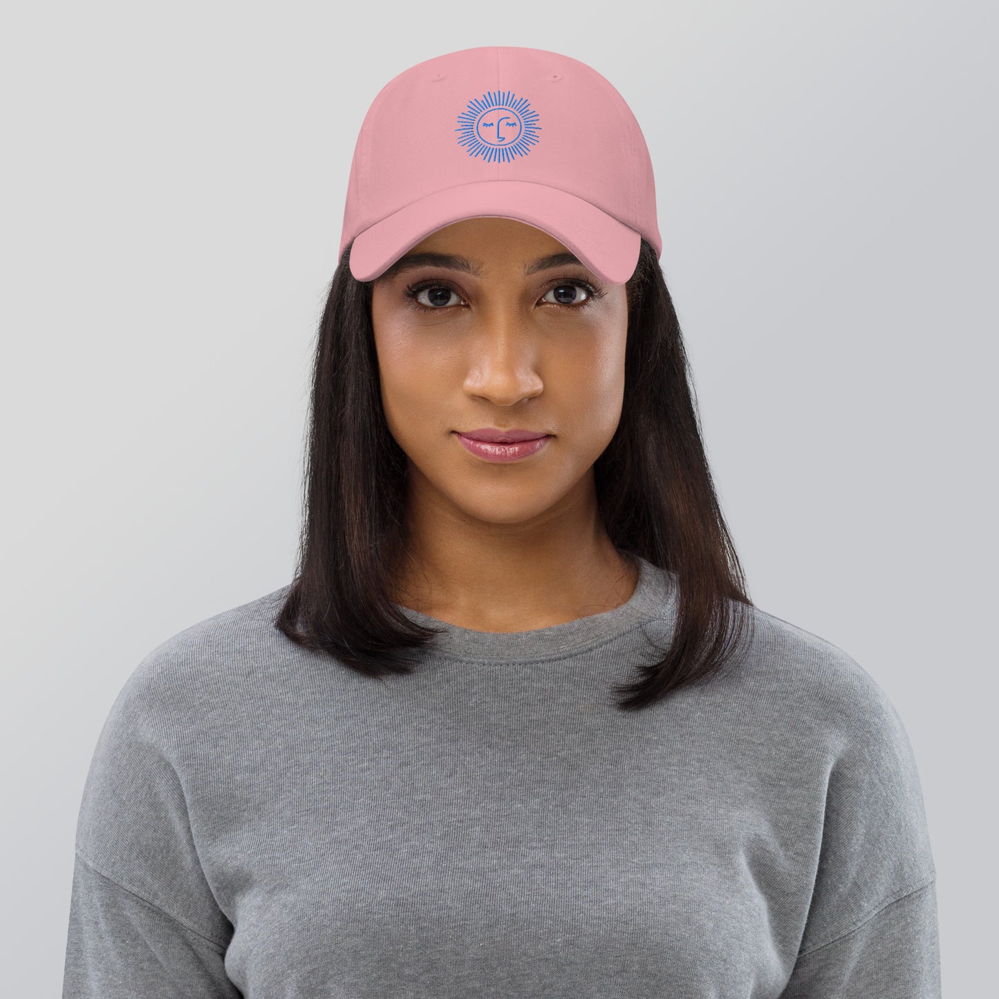 casquette base ball en coton avec logo bleu ciel brodé
