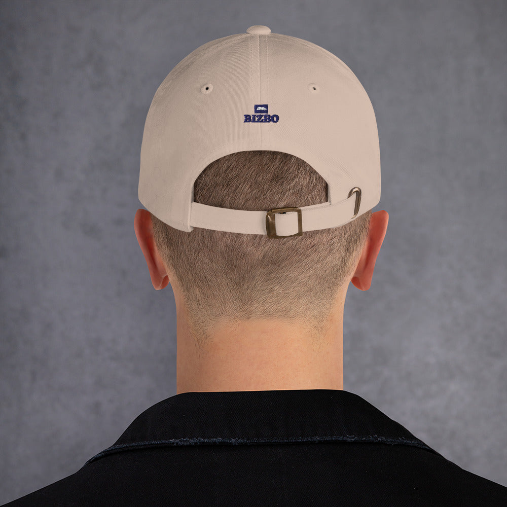 casquette à effet usé en coton avec logo bleu foncé brodé avant et arrière