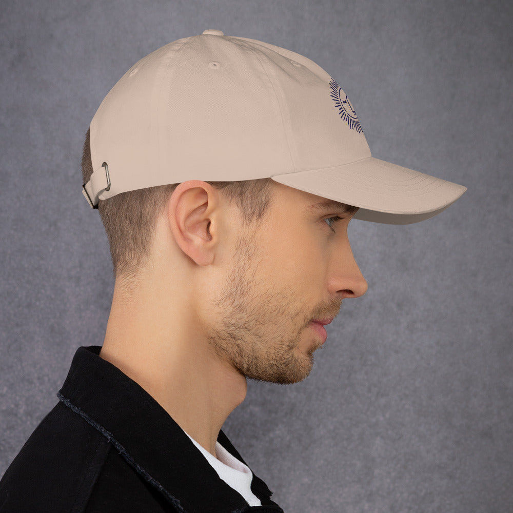 casquette à effet usé en coton avec logo bleu foncé brodé avant et arrière