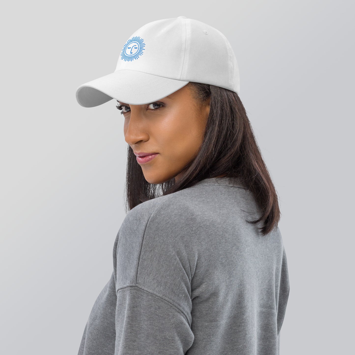 casquette base ball en coton avec logo bleu ciel brodé