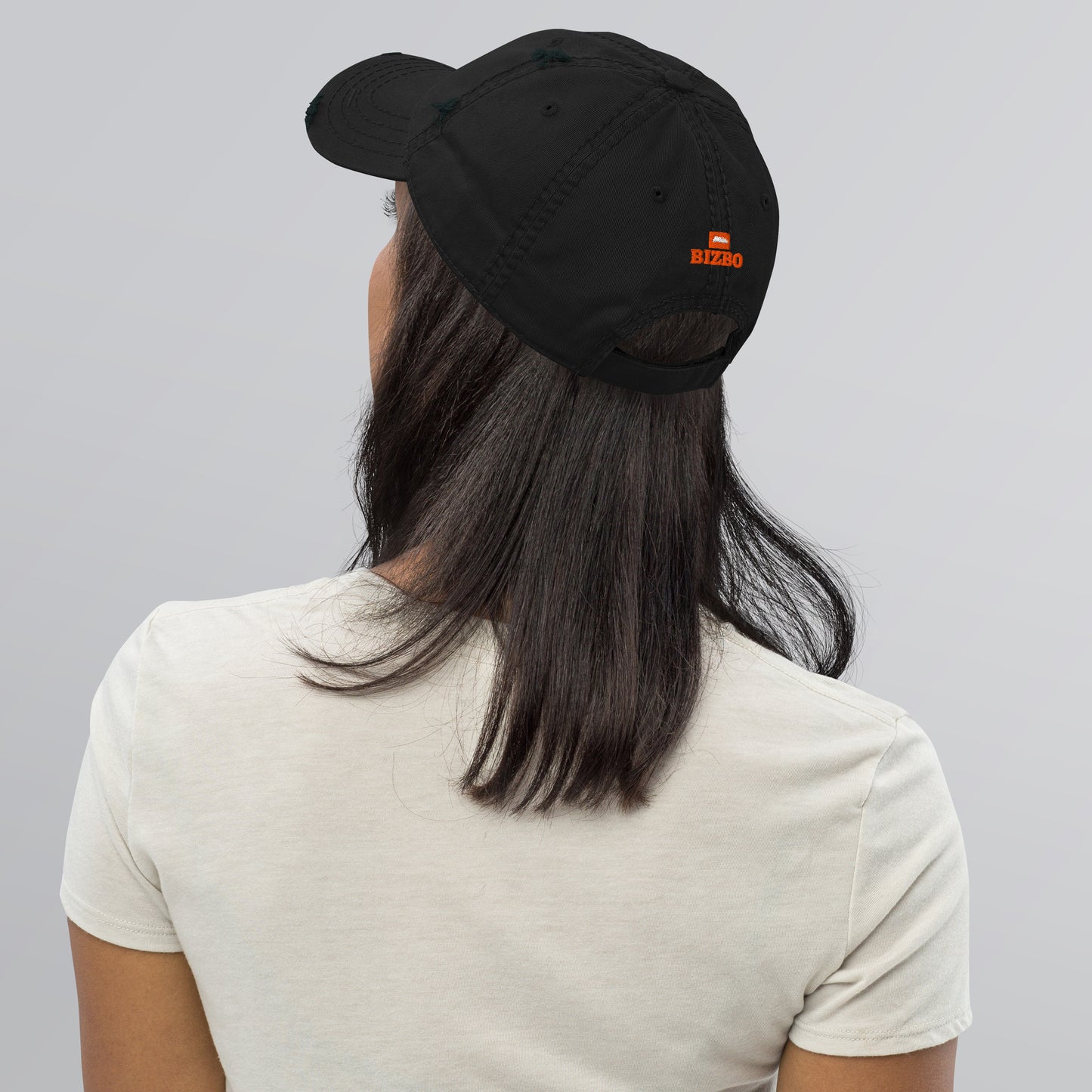 casquette effet usé en coton avec logo orange