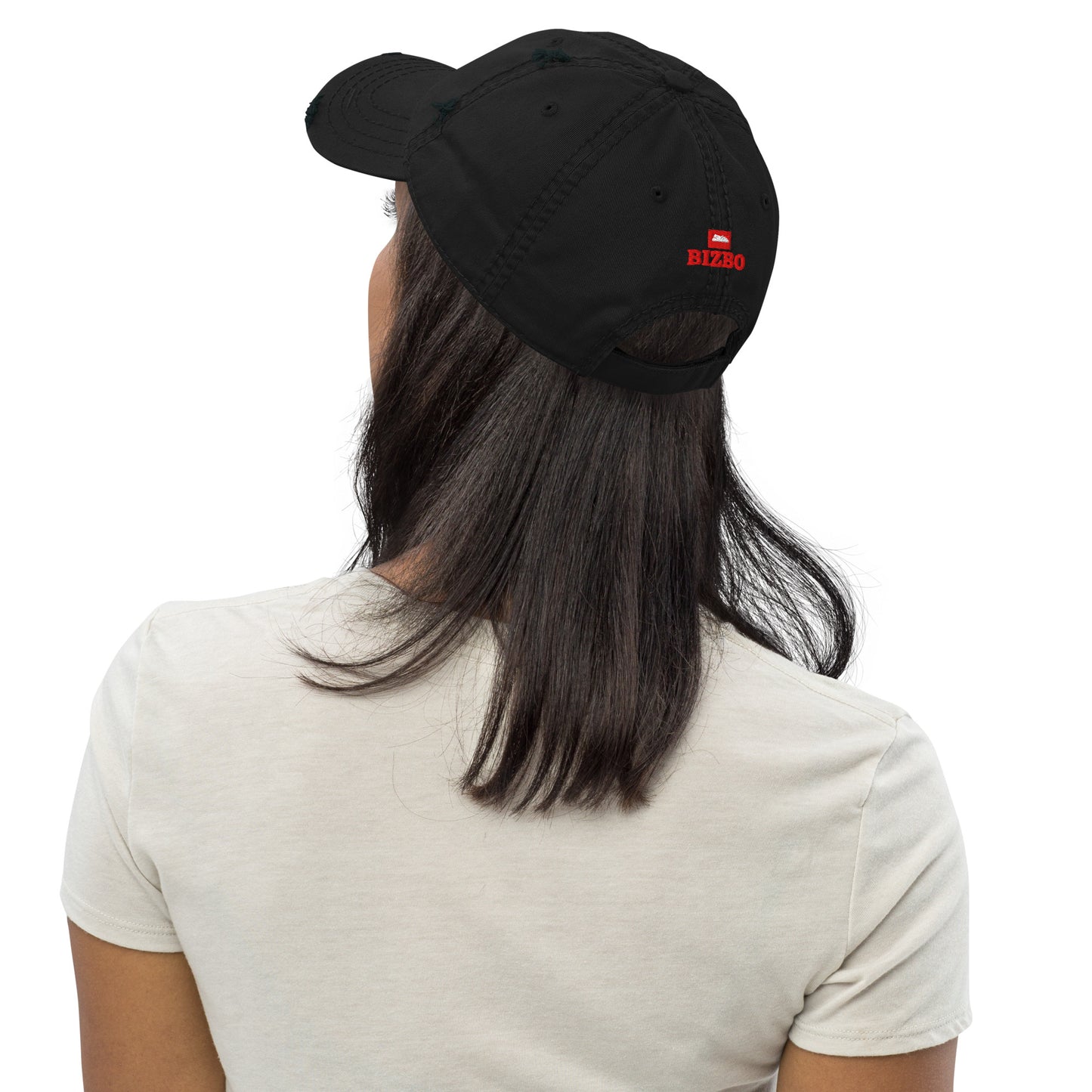casquette effet usé en coton avec logo rouge
