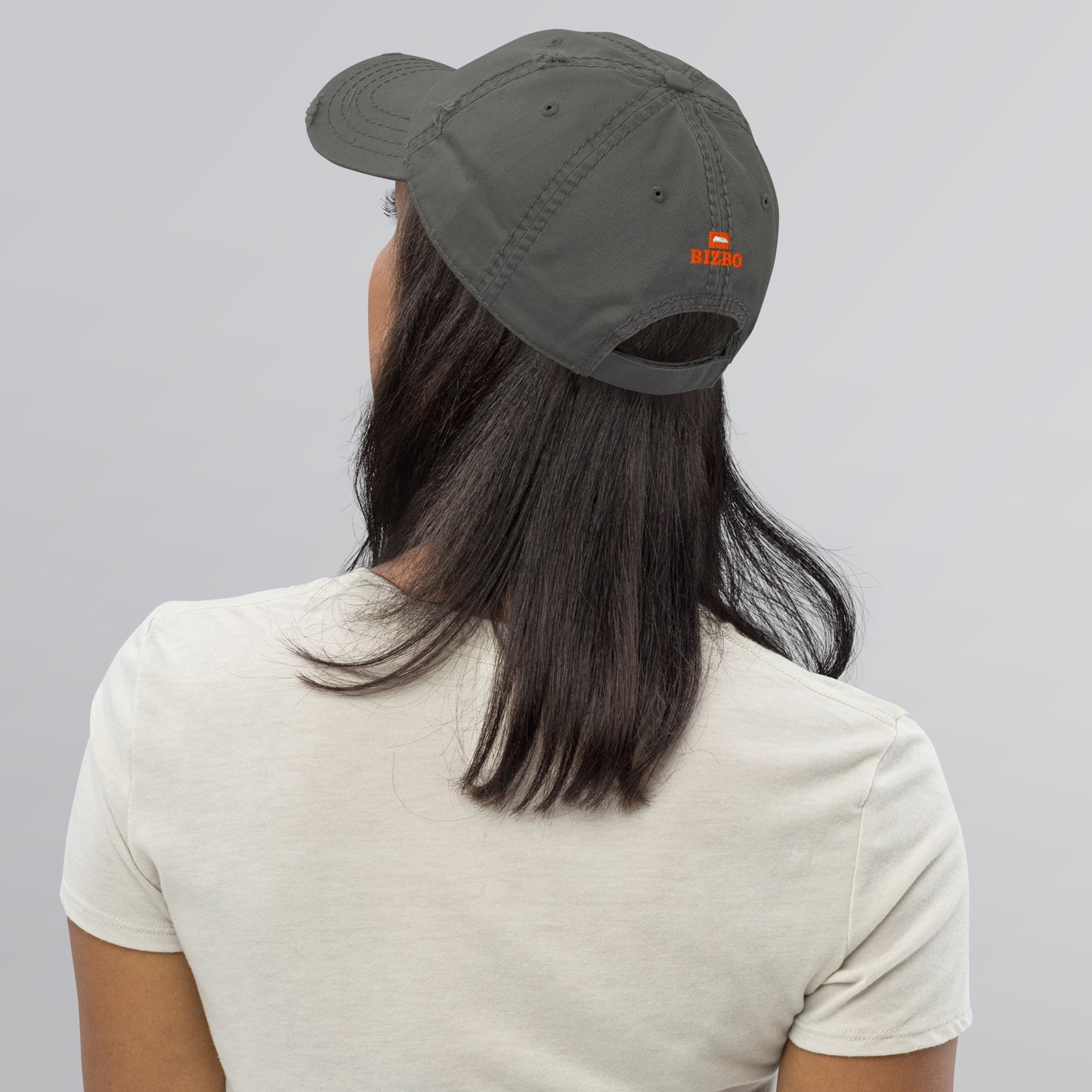 casquette effet usé en coton avec logo orange