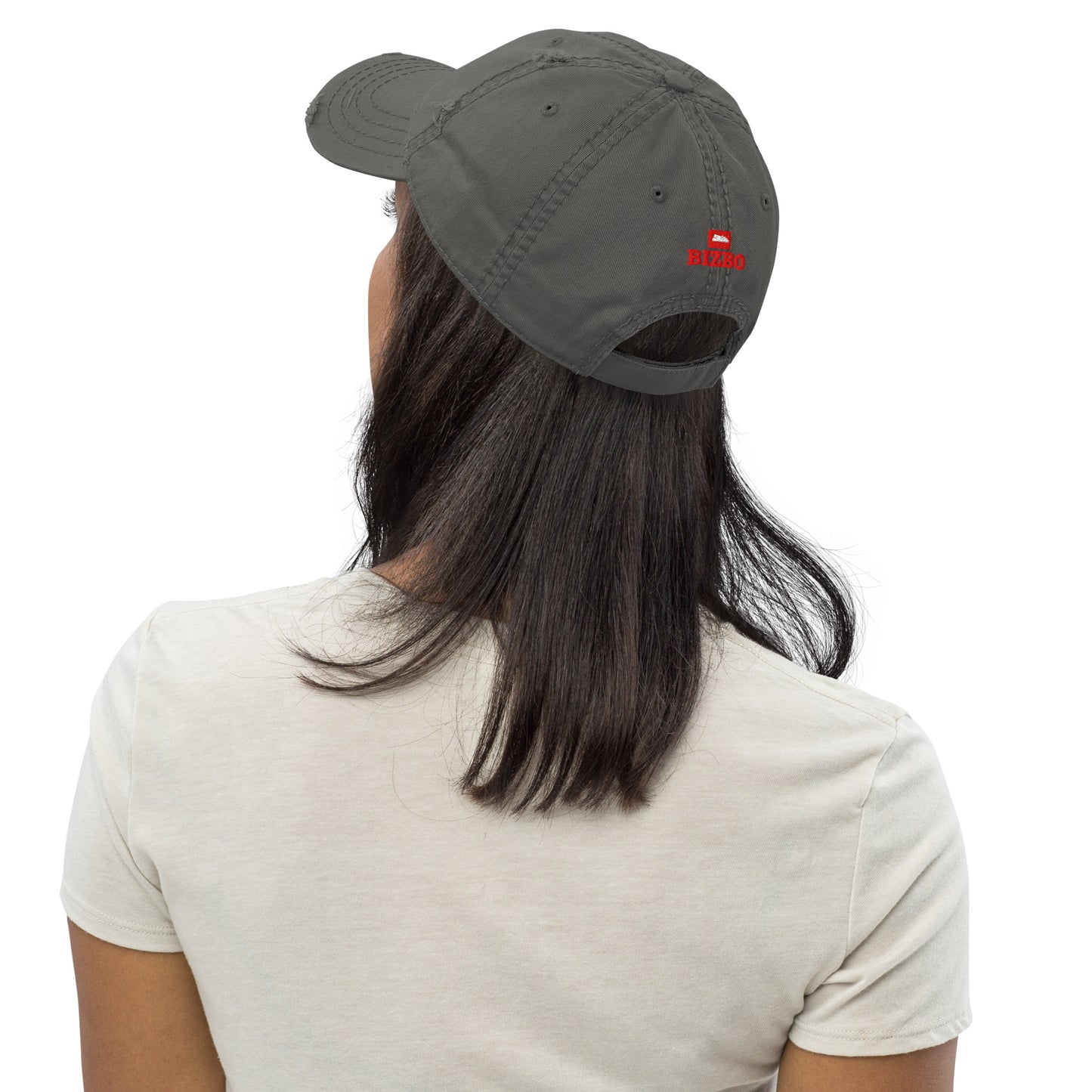 casquette effet usé en coton avec logo rouge