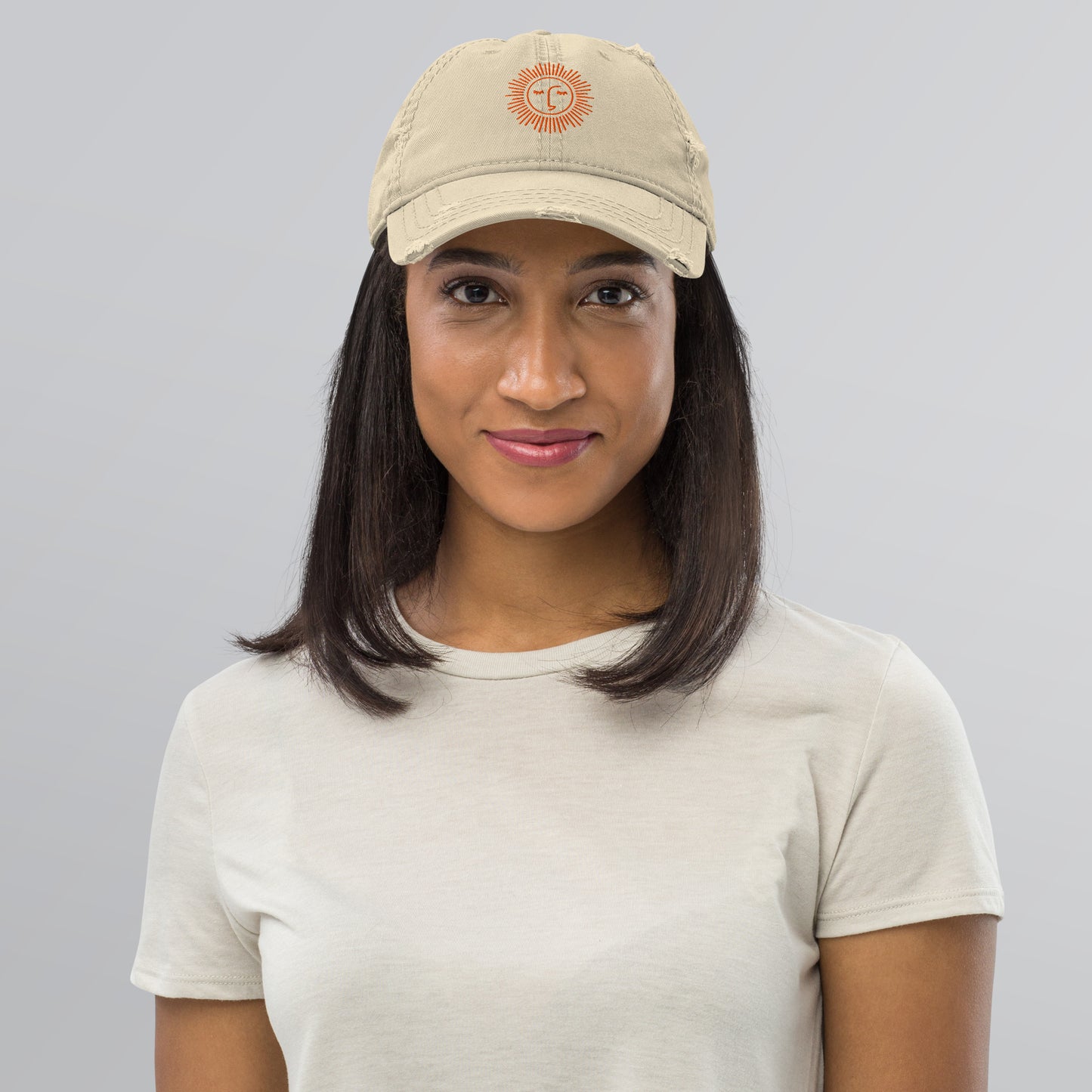 casquette effet usé en coton avec logo orange