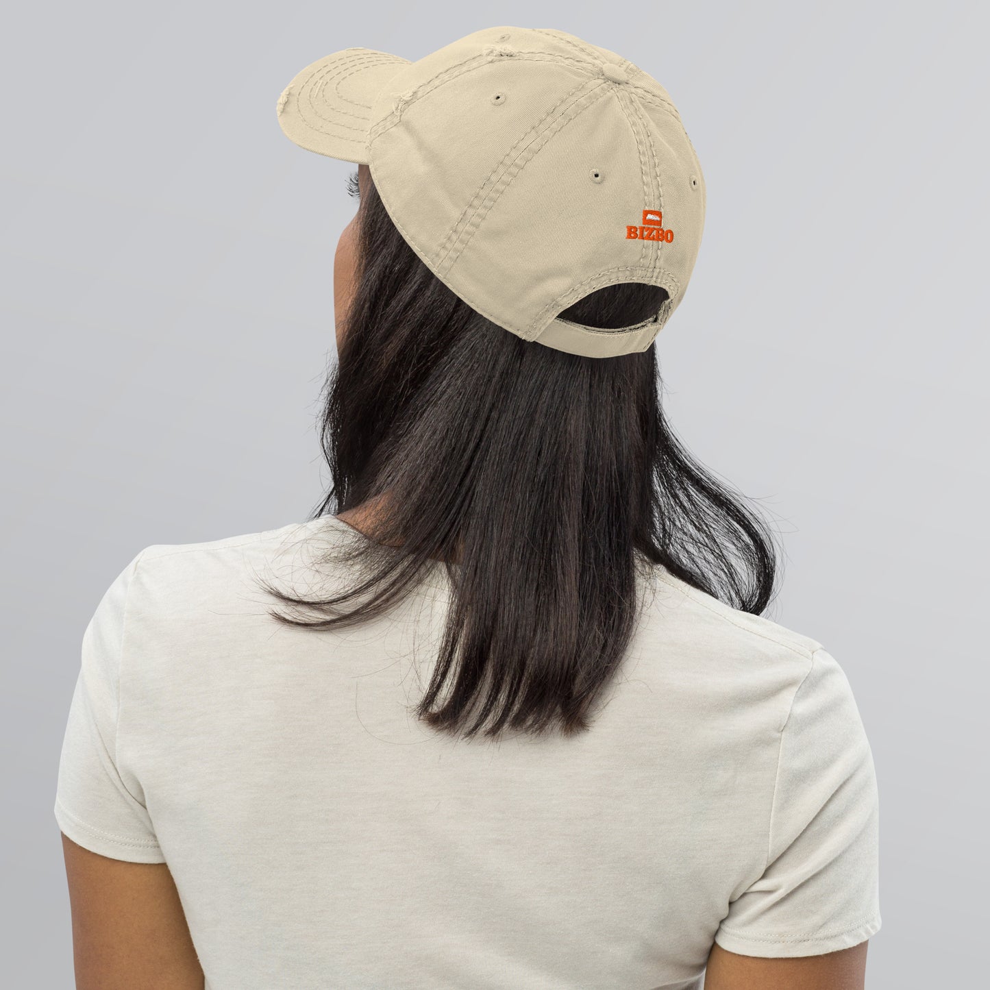 casquette effet usé en coton avec logo orange