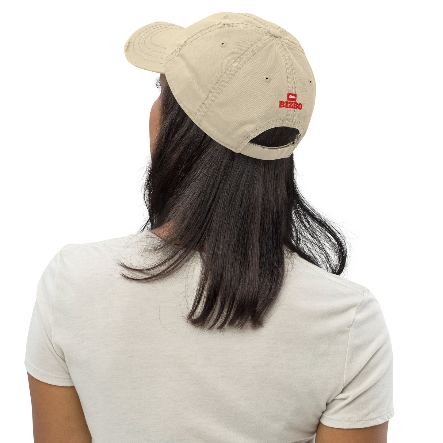 casquette effet usé en coton avec logo rouge