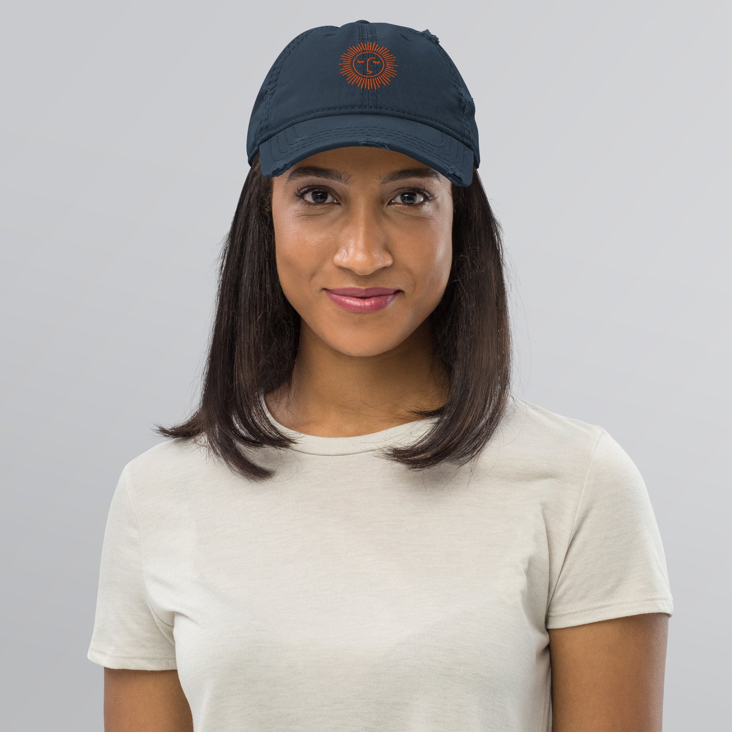 casquette effet usé en coton avec logo orange