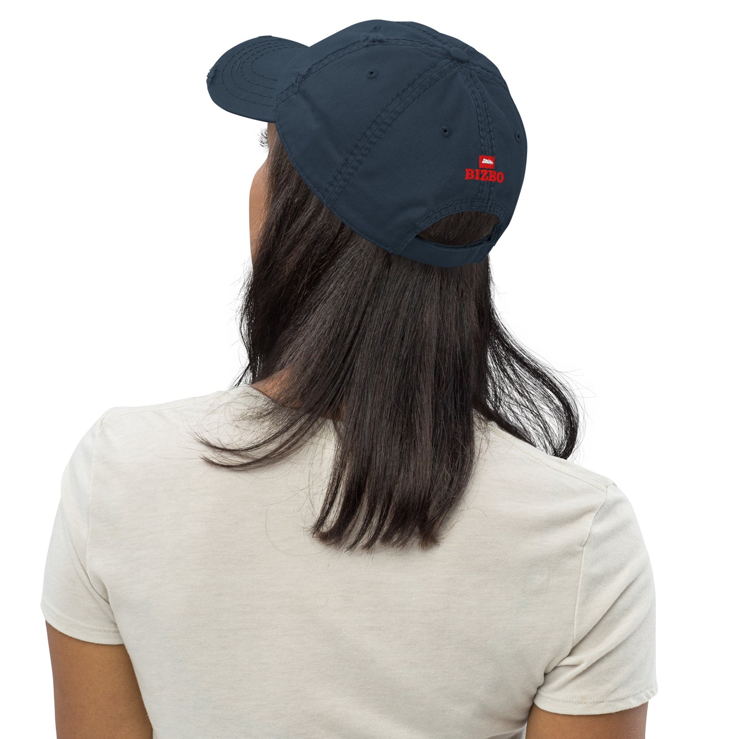 casquette effet usé en coton avec logo rouge