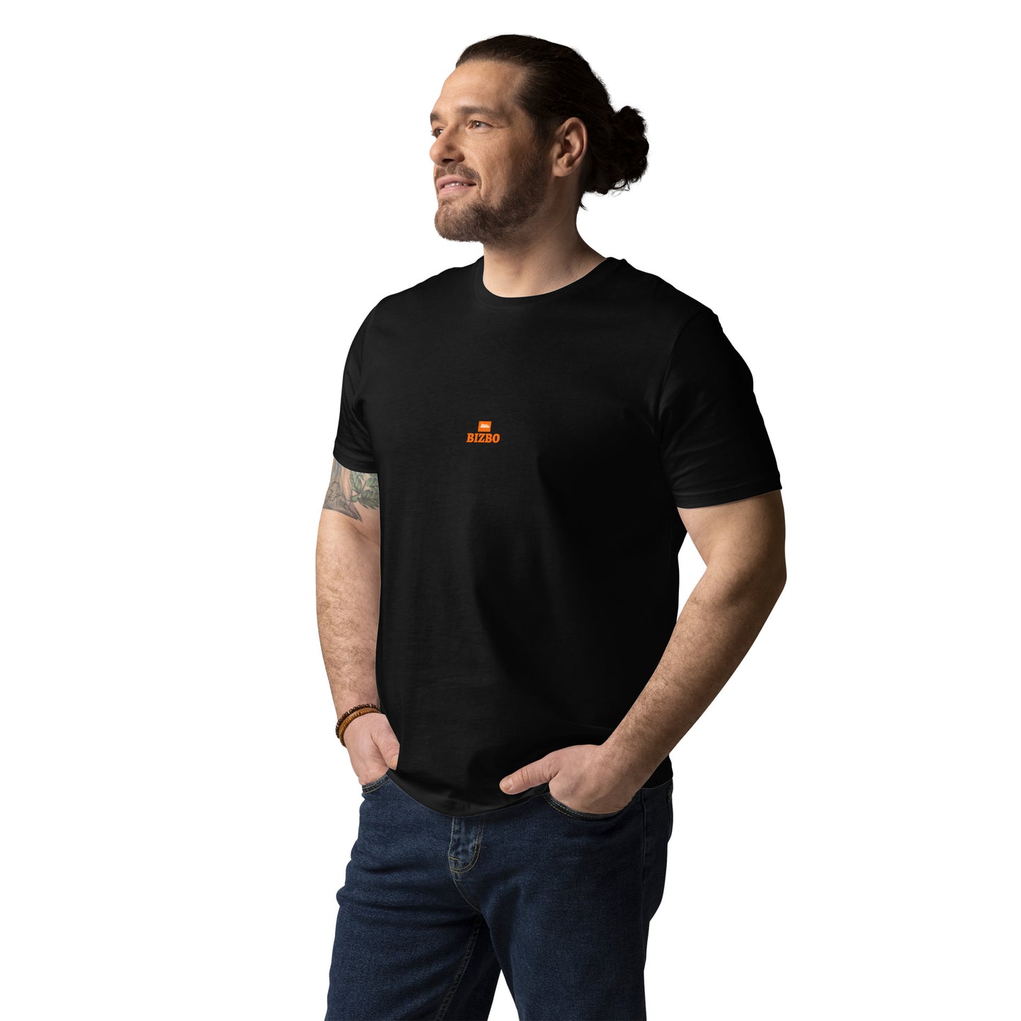 t-shirt unisexe noir avec logo orange