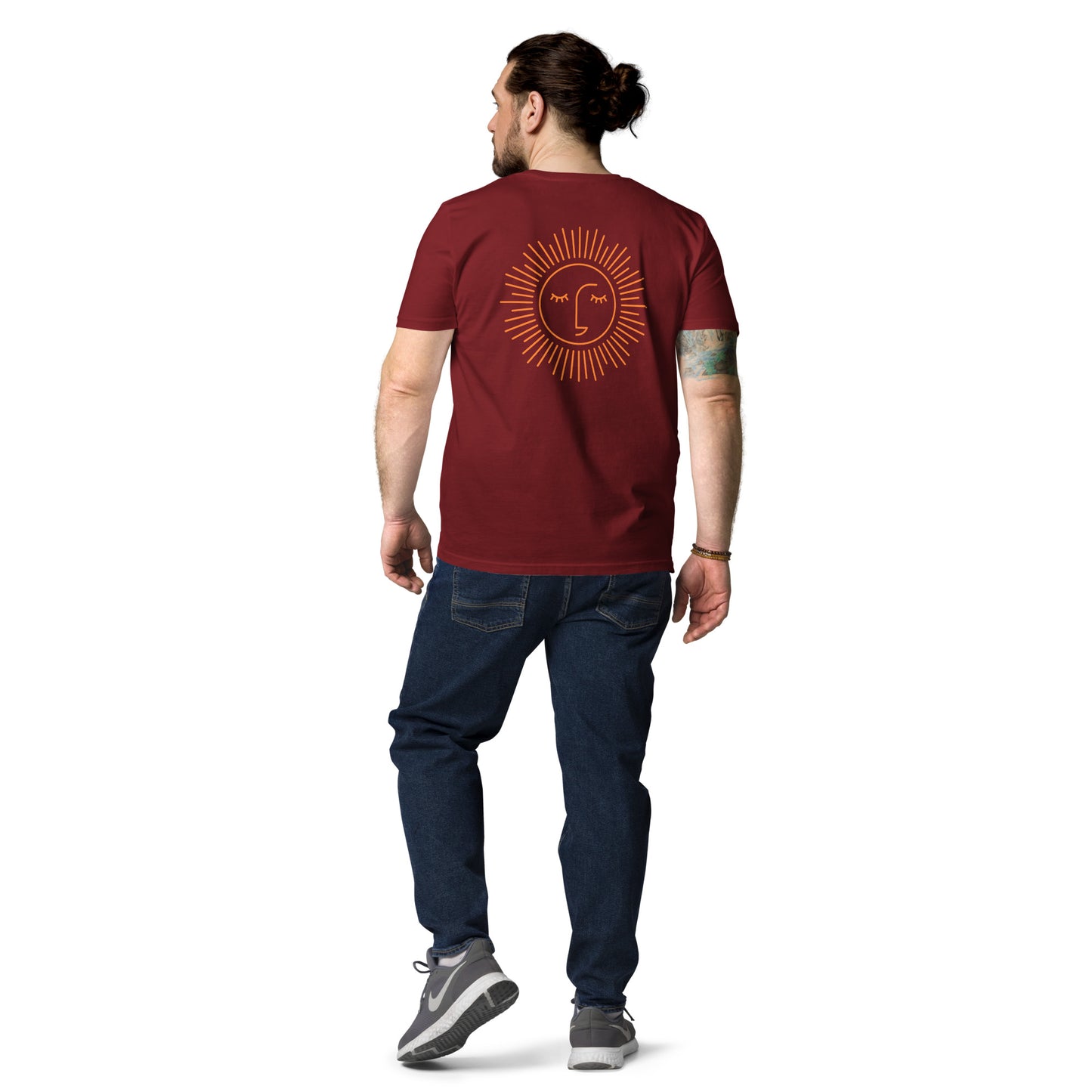 t-shirt unisexe Burgundy avec logo orange
