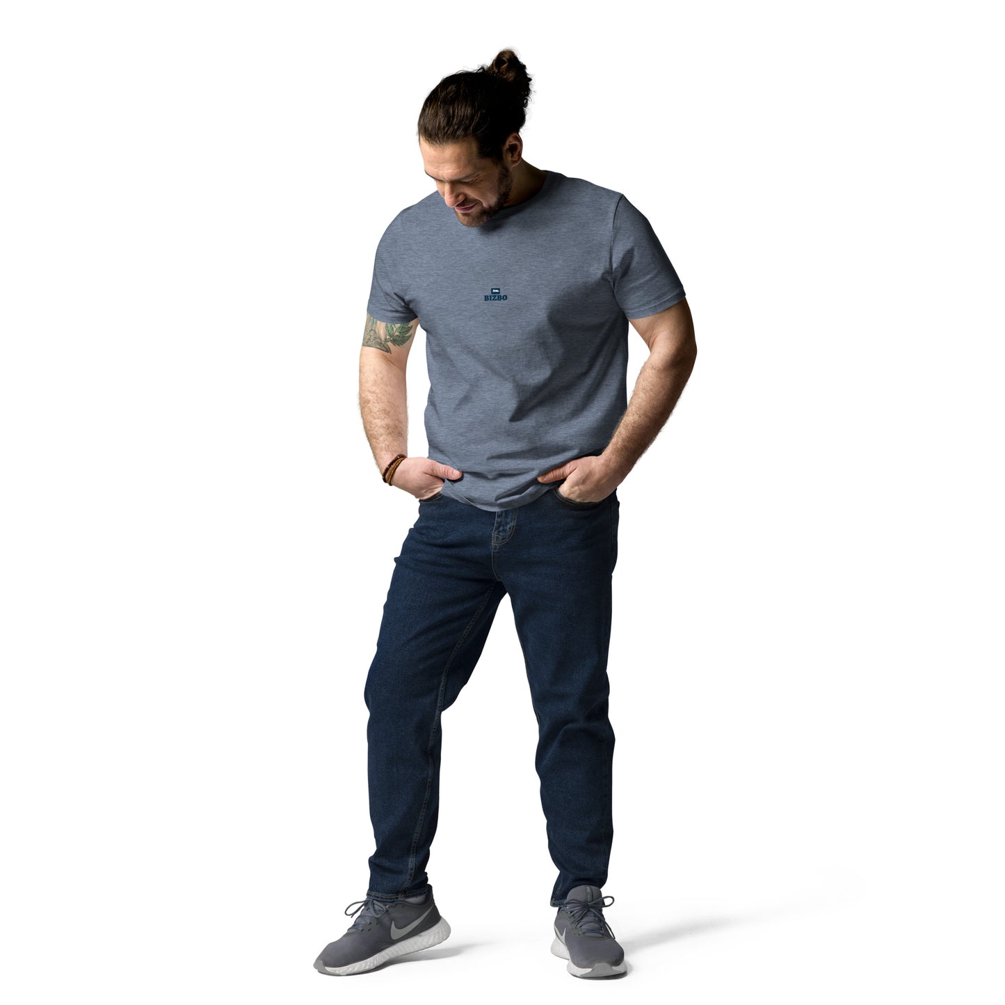 t-shirt unisexe avec logo bleu 100% coton