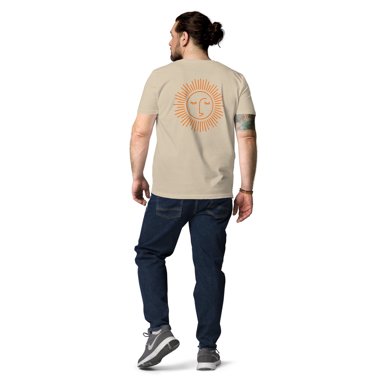 t-shirt unisexe beige avec logo orange