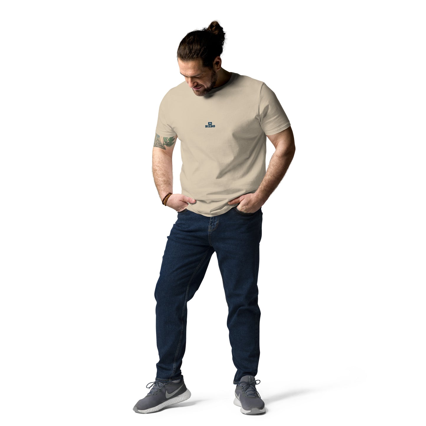 t-shirt unisexe avec logo bleu 100% coton
