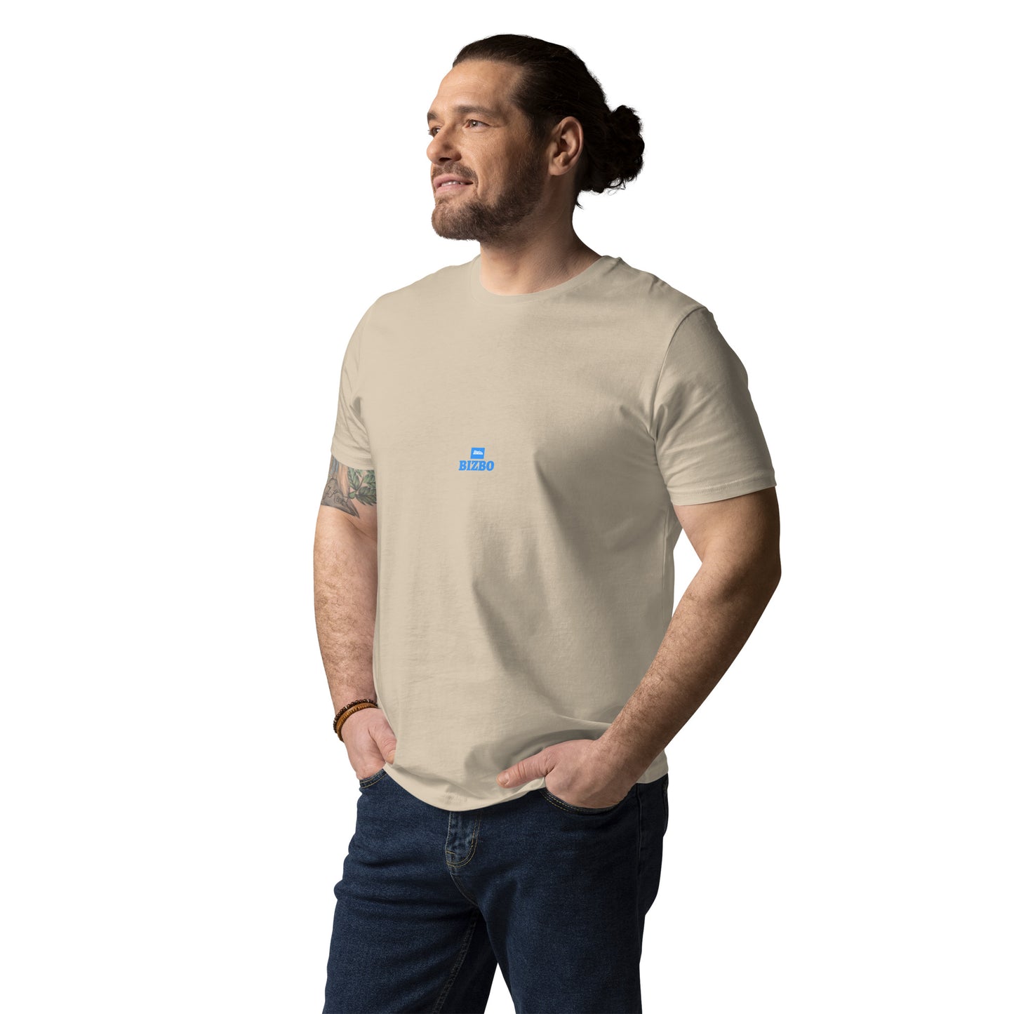 t-shirt unisexe avec logo bleu ciel 100% coton