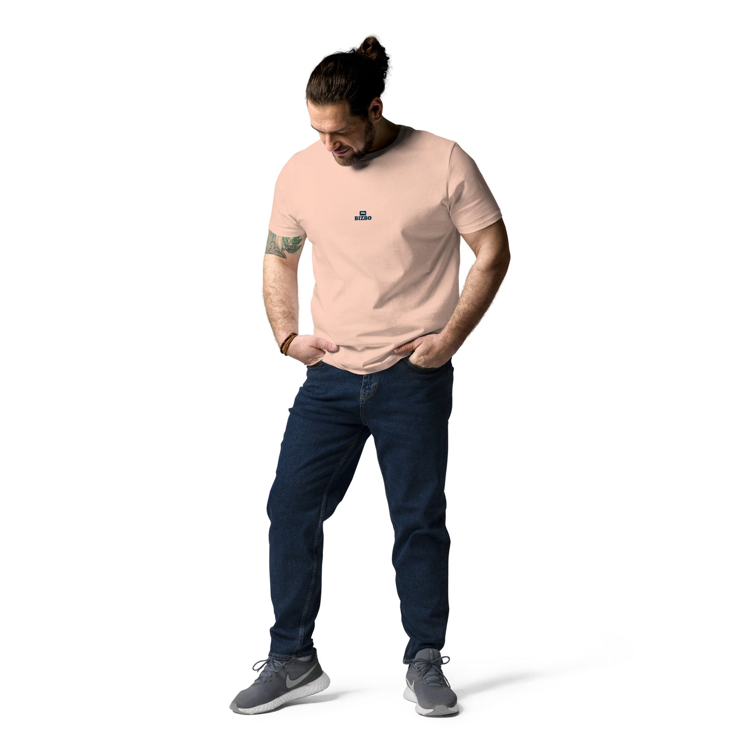 t-shirt unisexe avec logo bleu 100% coton