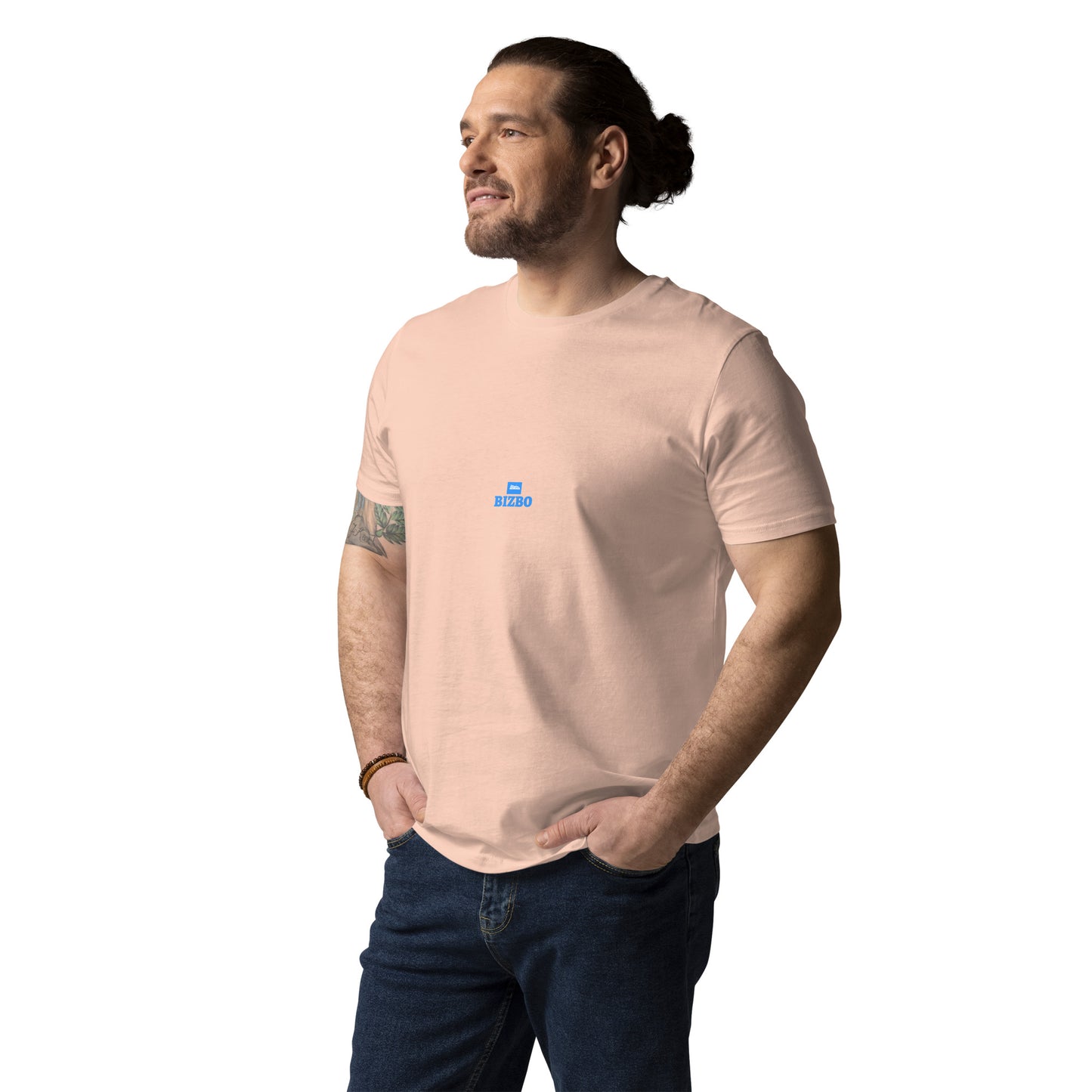 t-shirt unisexe avec logo bleu ciel 100% coton