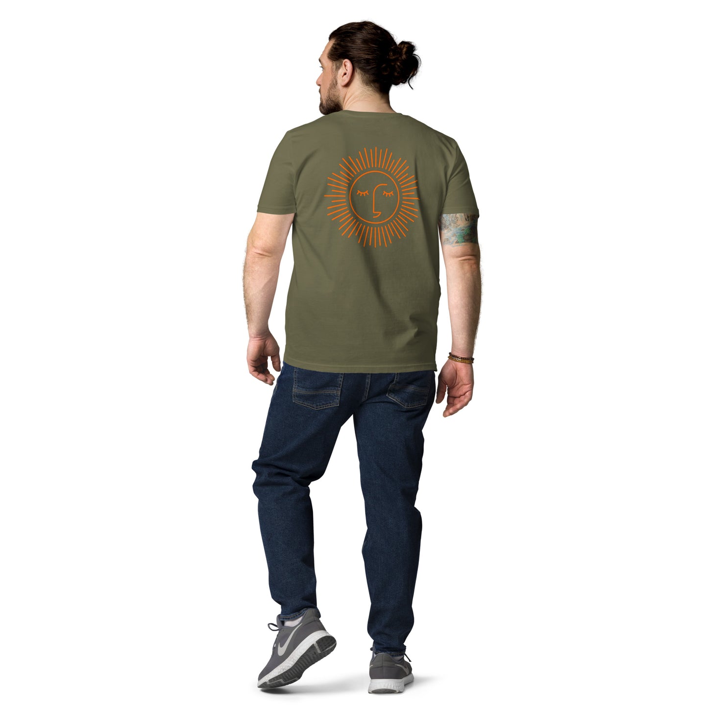 t-shirt unisexe kaki avec logo orange