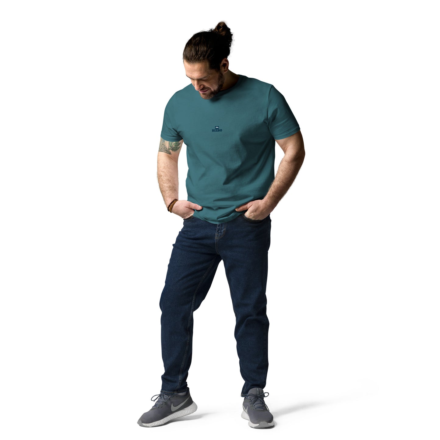 t-shirt unisexe avec logo bleu 100% coton