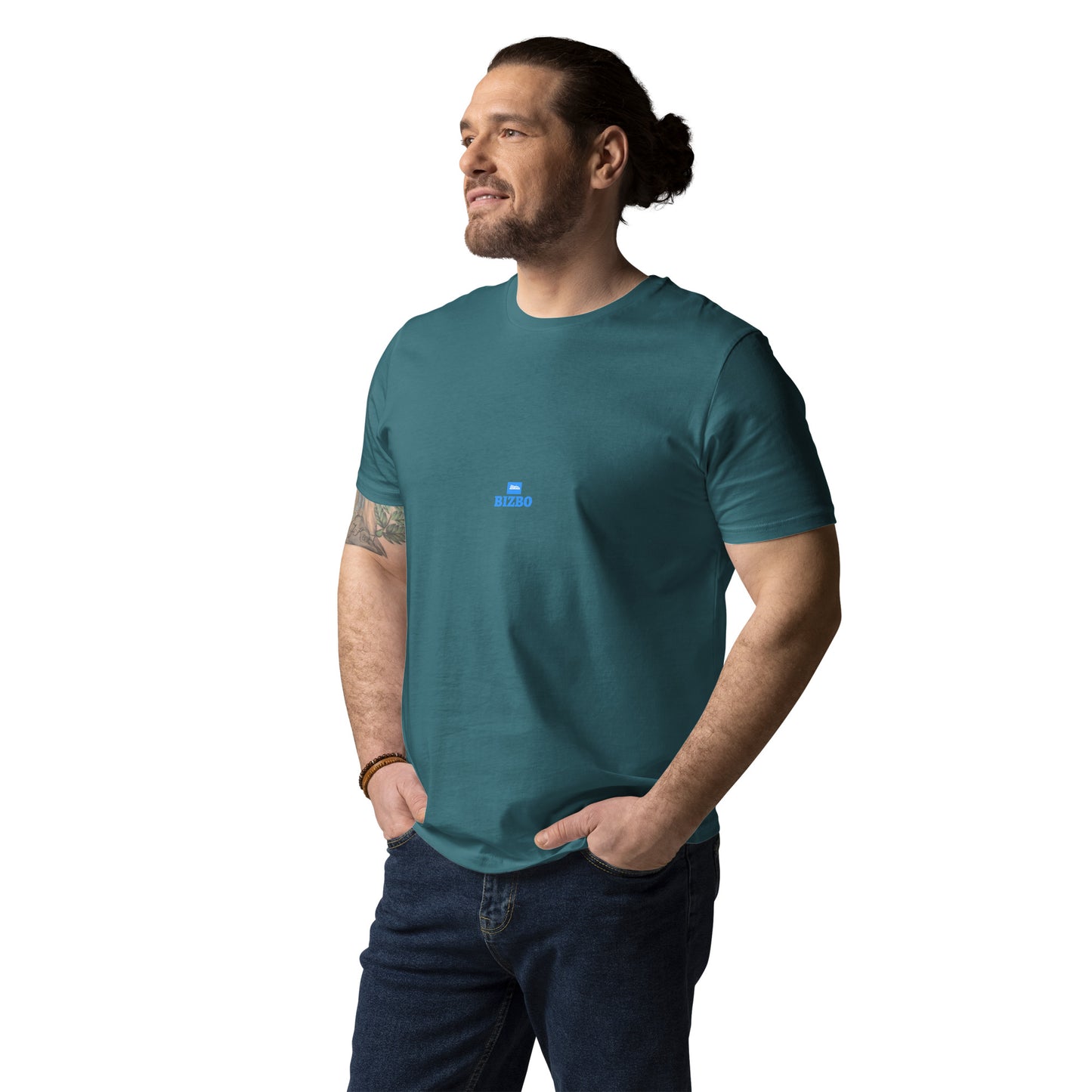 t-shirt unisexe avec logo bleu ciel 100% coton