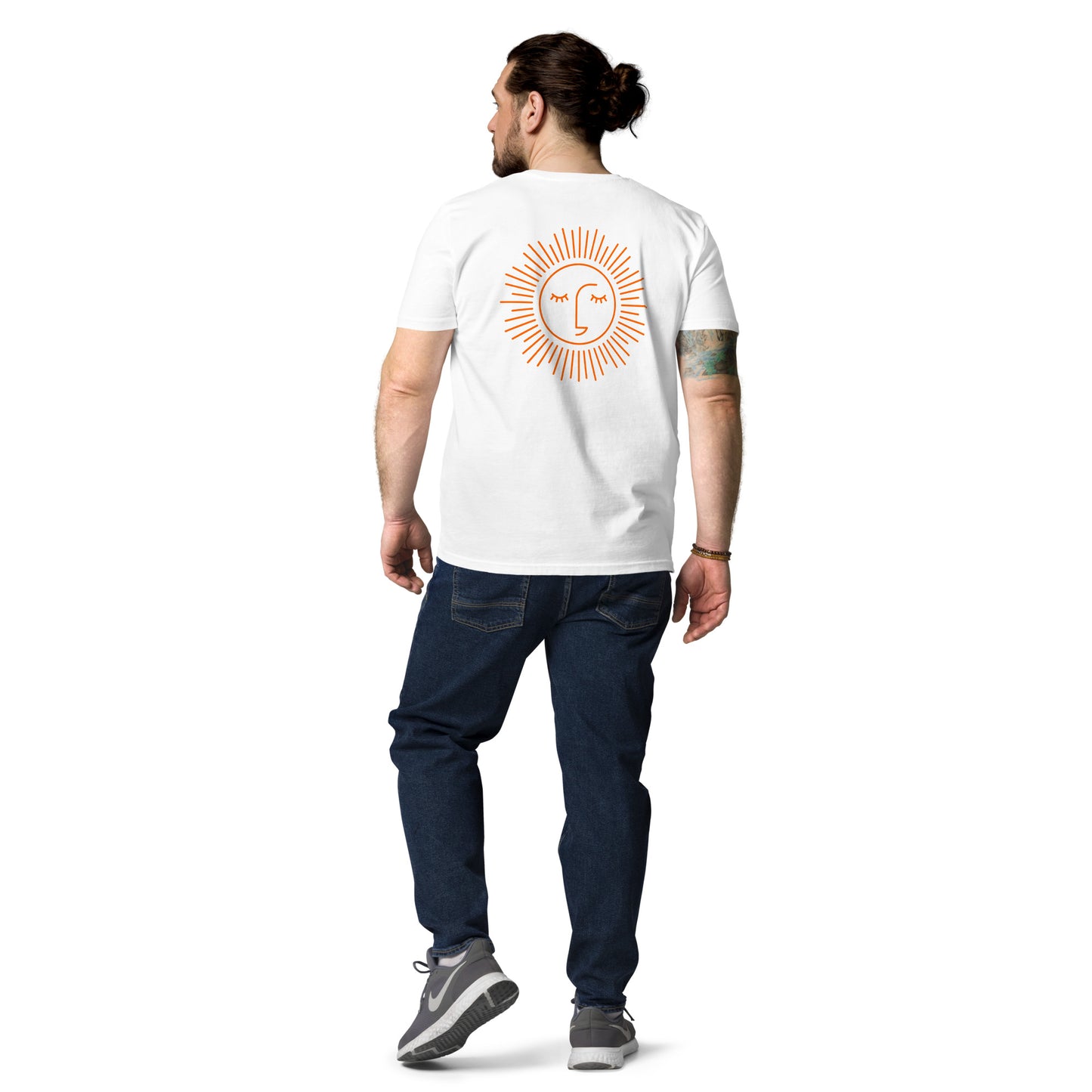 t-shirt blanc unisexe avec logo orange