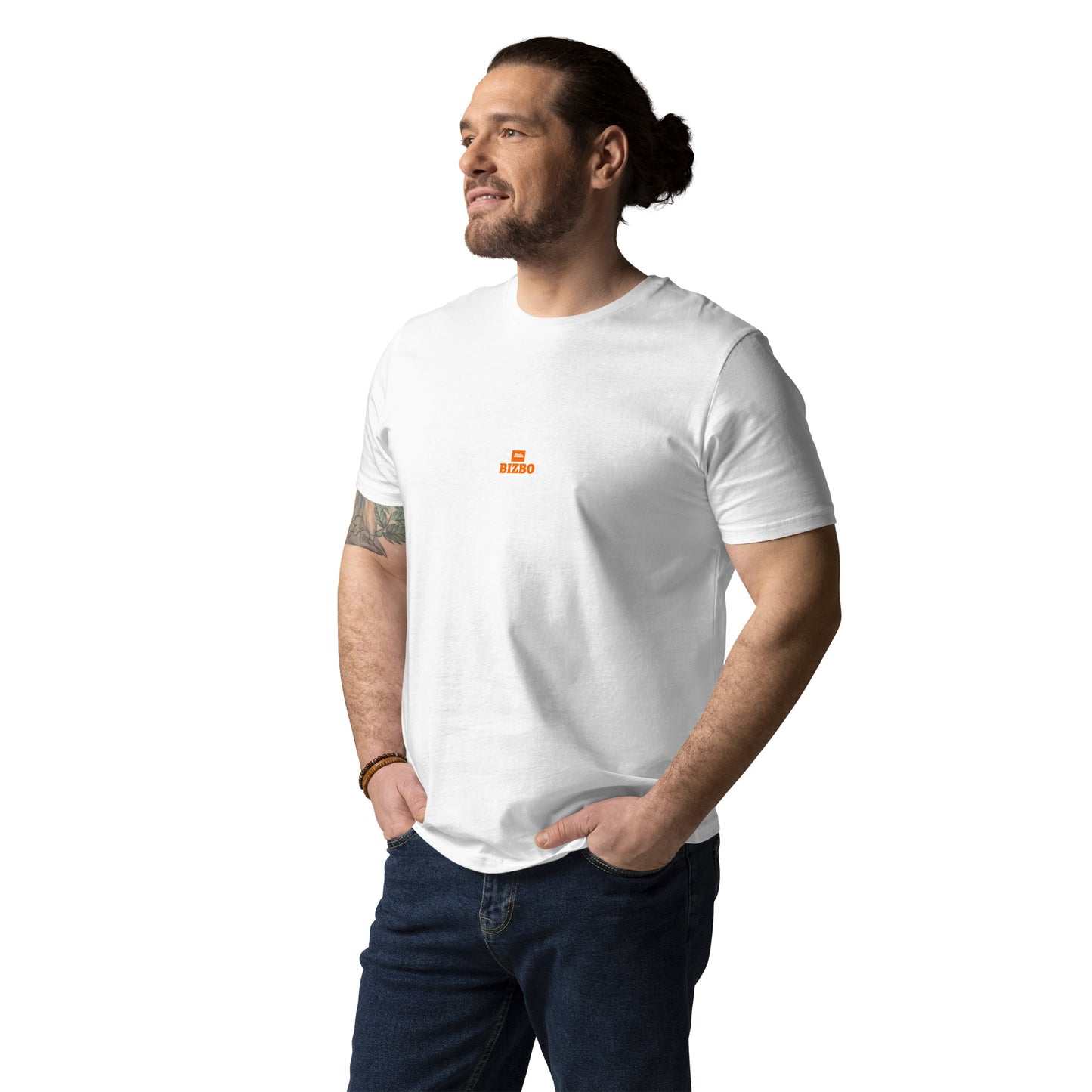 t-shirt unisexe blanc avec logo orange