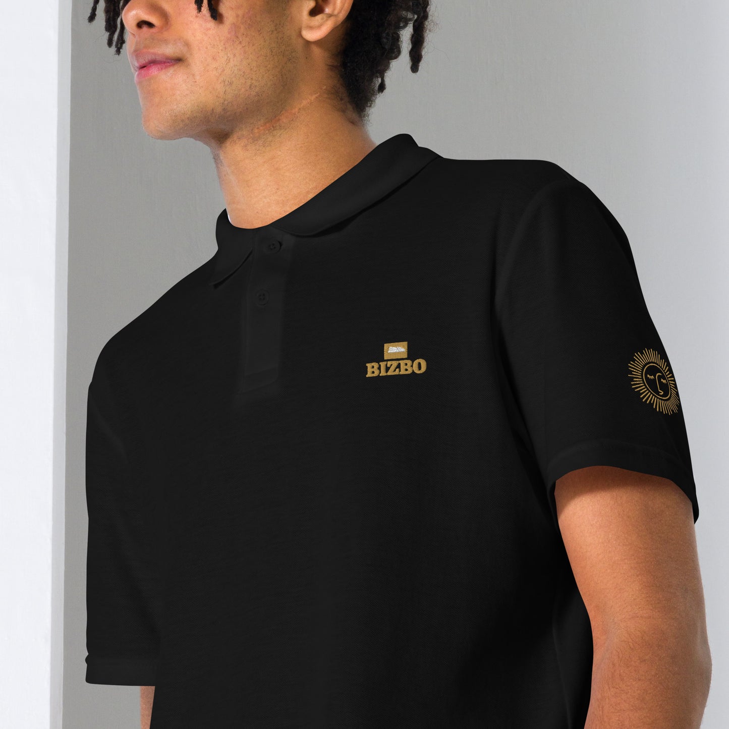 polo unisexe avec logo marron 100% coton