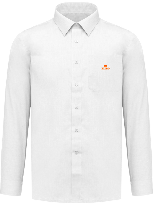 chemise avec manche longue polyester à 65% avec logo orange