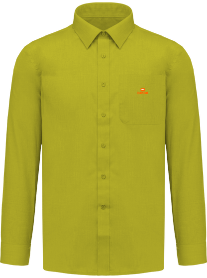 chemise avec manche longue polyester à 65% avec logo orange