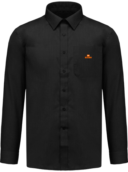 chemise avec manche longue polyester à 65% avec logo orange
